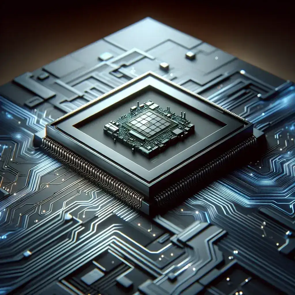 "Imagen del nuevo chip Kirin 9100 de Huawei, diseñado para competir en el segmento de gama alta de smartphones, mostrando su sofisticada arquitectura y tecnología avanzada."